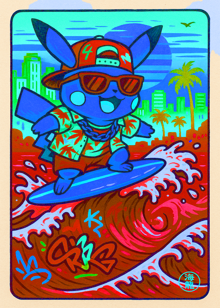 Pikachu Surfing in Miami (Sold out)